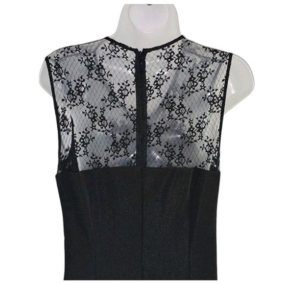 JS Collections Black Sleeveless Vee Neck Lace Illusion Mermaid Gown Size 10 EUC - Picture 10 of 15